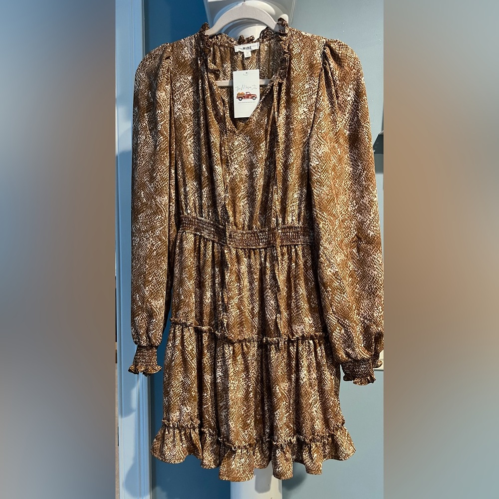 Mine Brown Snakeskin Print Dress